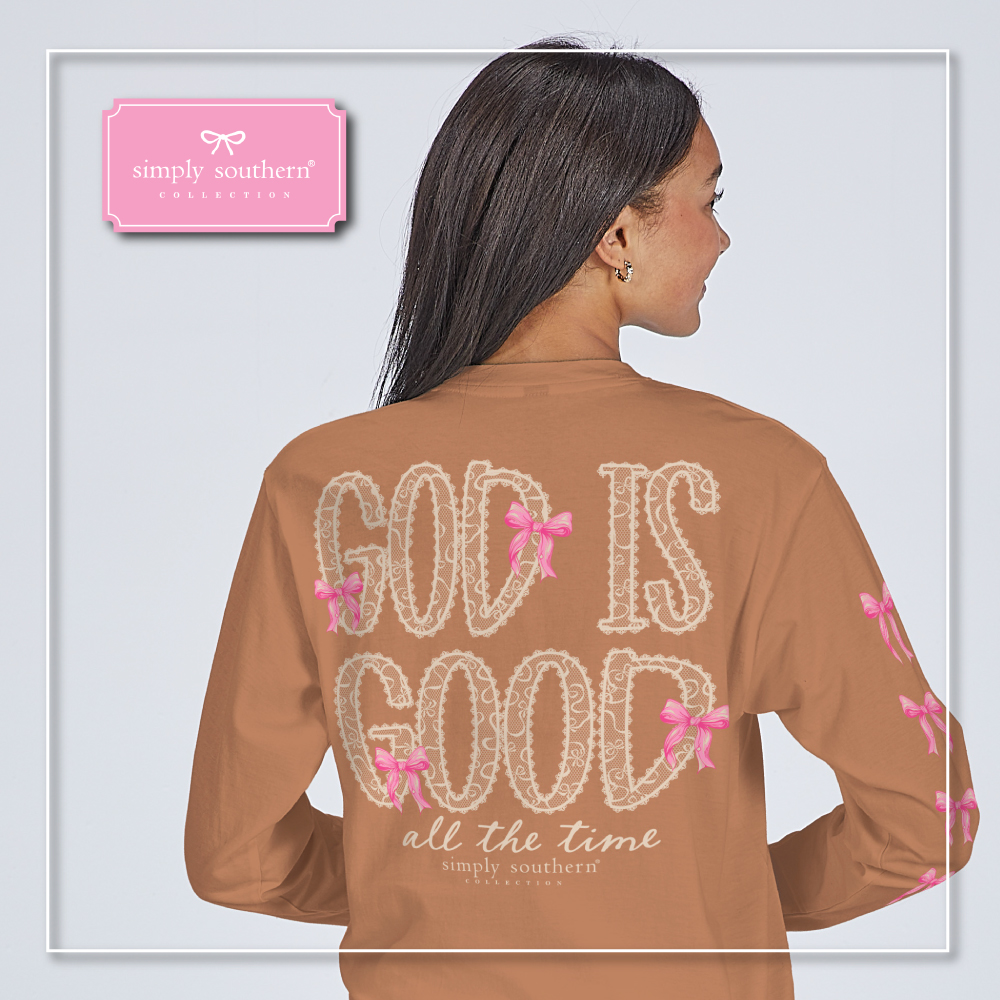 God is Good All the time, All the time God is Good!!!🎀🙏😍 Stop by Simply Southern today for a BRAND NEW tee for everyone in the whole family!!! simplysouthern.com