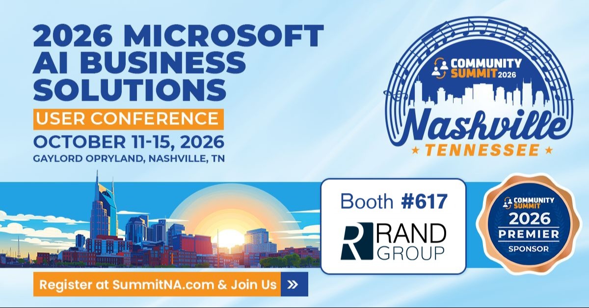 rand_group's tweet image. Registration is open for Microsoft Community Summit 2026! 🚀 

Join us in Nashville this October for insights on Microsoft Business Applications, innovation, and training. Save 10% with code RandGroup15. 

Register: hubs.ly/Q040YGF40
 
#CommunitySummitNA #MicrosoftPartner