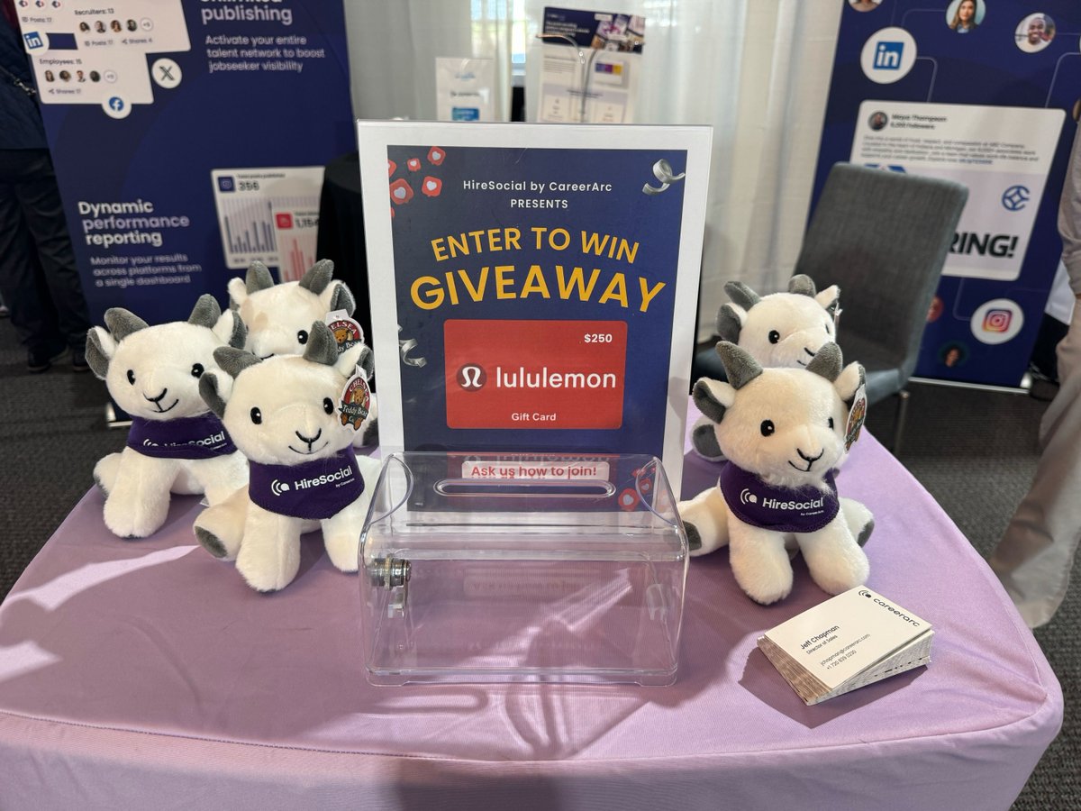 CareerArc's tweet photo. Live from Booth 26 🐐
Day 2 at TA Week and the conversations are flowing.

Stop by to chat with Jeff and Dylan, enter our gift card giveaway, and grab a photo with a goat before they wander off.

#TAWeek #TalentAcquisition #SocialRecruiting #HireSocial https://t.co/sPUXI5ssOV