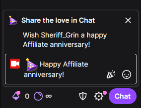 I only realised when I opened my OBS today is my Affiliate Anniversary XD
