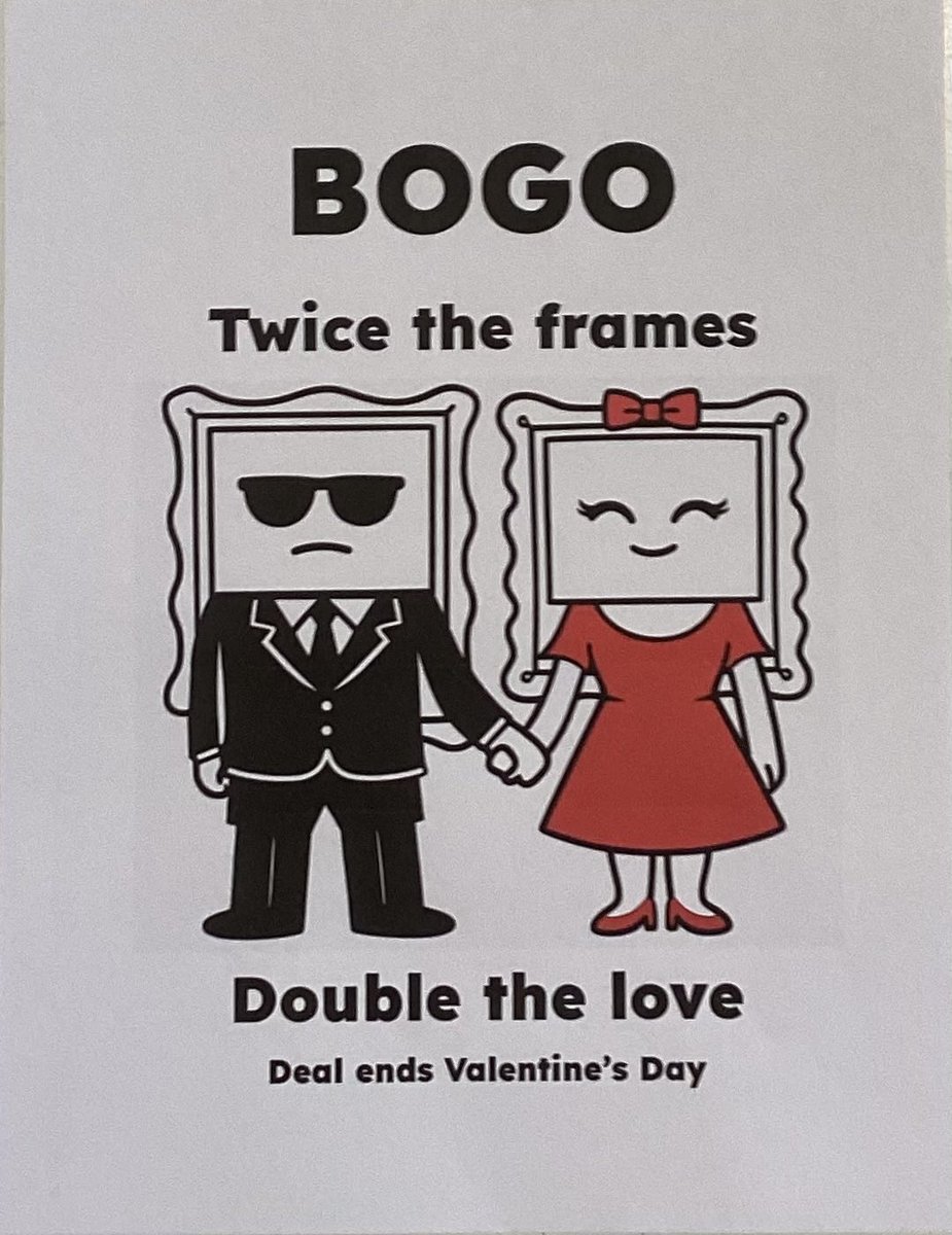 BacktothePic's tweet photo. Valentine’s Day Sale!

Buy 1 readymade frame and get a 2nd of equal or lesser value for 50% off

50% off select prints 

25% off original art &amp; rare prints from our gallery 

Now through Feb. 14th

#ValentinesDay
#Sale
#ShopLocal
#FineArt
#CustomFrames https://t.co/vVtvG3Gwul