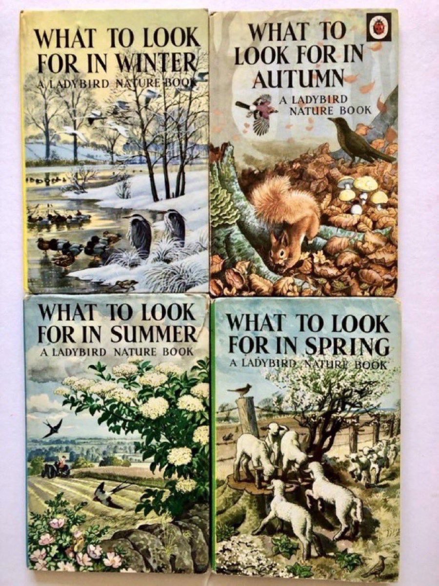 Ladybird cover stories. 

The four seasons books. 
Artist: C F Tunnicliffe