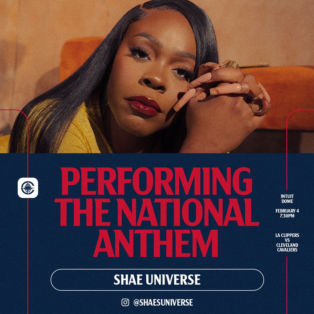 ShaesUniverse's tweet photo. I’m singing the National Anthem at the LA Clippers &amp; Cleveland Cavaliers game in LA tomorrow 😭😭😭 https://t.co/hjoxXH5lGI