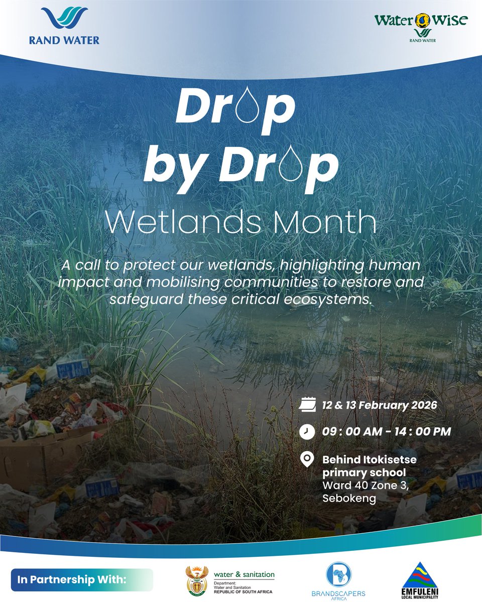 The movement continues.
Community. Action. Impact.
Together, we protect our water, drop by drop. 💧

<a href="/Rand_Water/">Rand Water</a> <a href="/water_wise/">Water Wise</a> #DropbyDrop #WaterConservation #WetlandsMatter