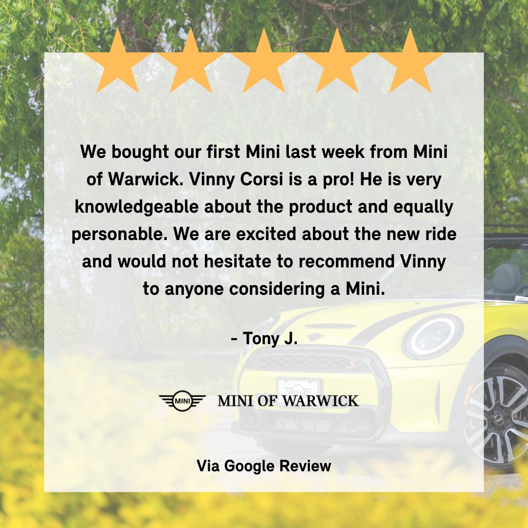MINI_Warwick's tweet image. Congrats on your first MINI, Tony! 🎉 We appreciate you choosing MINI of Warwick. Enjoy the ride and welcome to the MINI family! 🚗 #MINI #MINIOfWarwick