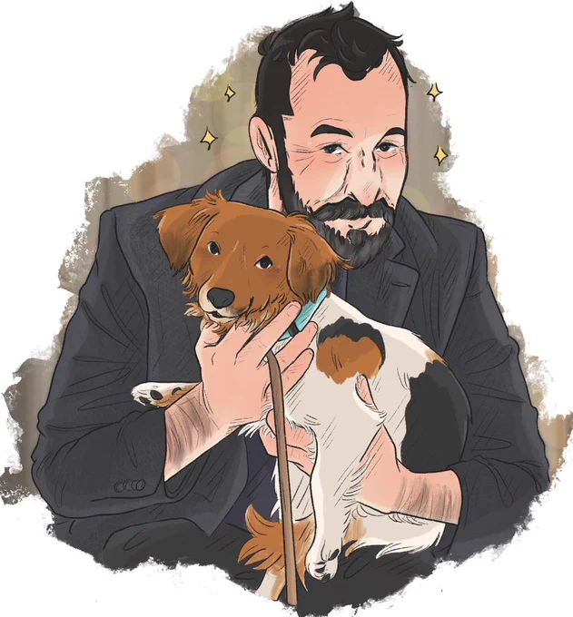 The only thing cuter than Noah, is Noah with a fluffy dog #thepitt #noahwyle #michaelrobinavitch