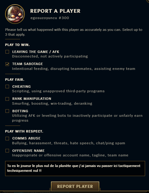 Faut dire les termes a un moment donnée sa fous un streamer mode sa int on purpose et sa se barre de la game en détente