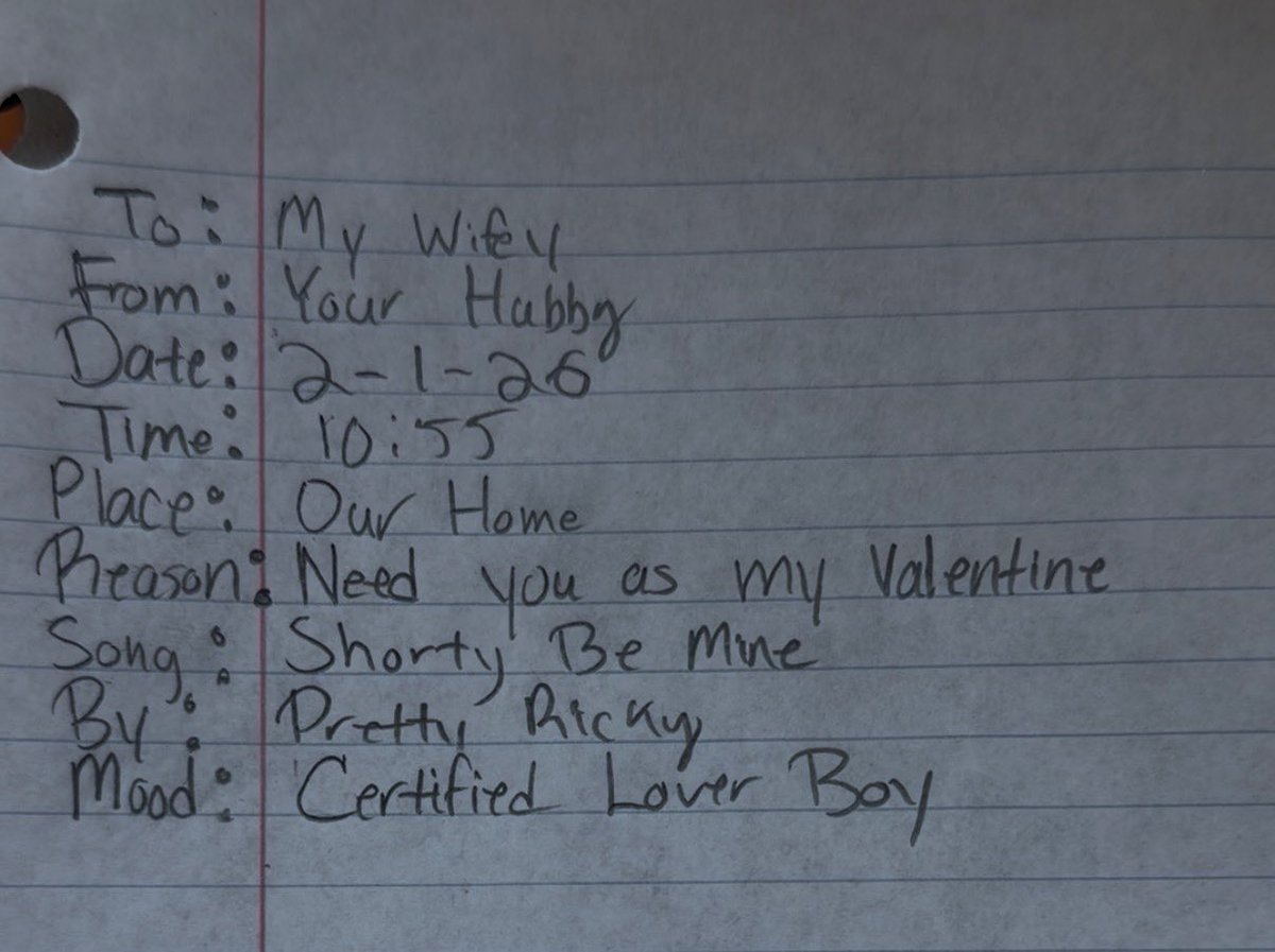 Wrote my Wife a love note asking to be my Valentine but had to do it like we used to do back in the grade school❤️😂. IYKYK lmaooooooo