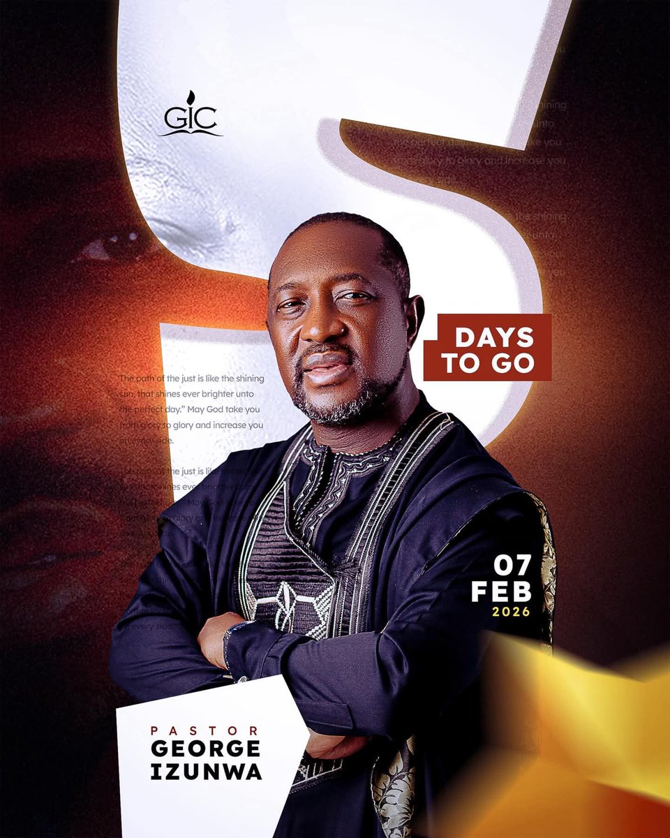 GICfamily's tweet photo. An epitome and vessel of God’s goodness and glory.
Five days to go as we count down to celebrate the extraordinary life, grace, and impact of our Man of God, Pastor George Izunwa.

#PGI
#PGlat55
#PastorGeorgelzunwa
#5daystogo https://t.co/yuXYBpwirU