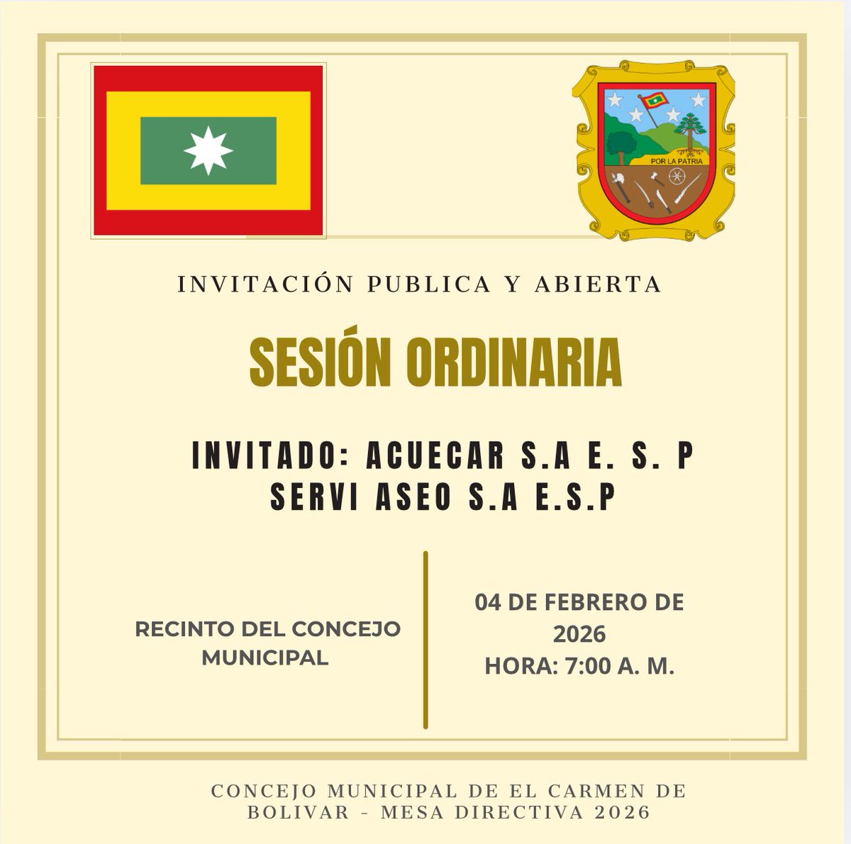 Cumplimos la palabra.
ACUECAR es la primera invitación en este periodo de sesiones.
Este espacio es para escuchar, conocer y construir soluciones de manera articulada por el bienestar de nuestra gente. 💧🤝