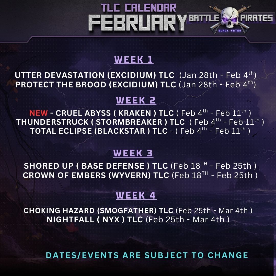Hey Pirates, here is your February TLC Calendar.