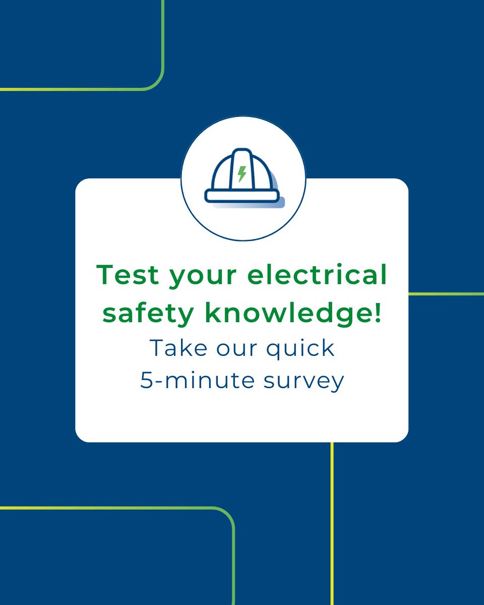 BurlingtonHydro's tweet image. ⚡ Test your electrical safety knowledge!

Take our quick 5‑minute survey: bit.ly/4bPYvAf

#Burlington #ElectricalSafety