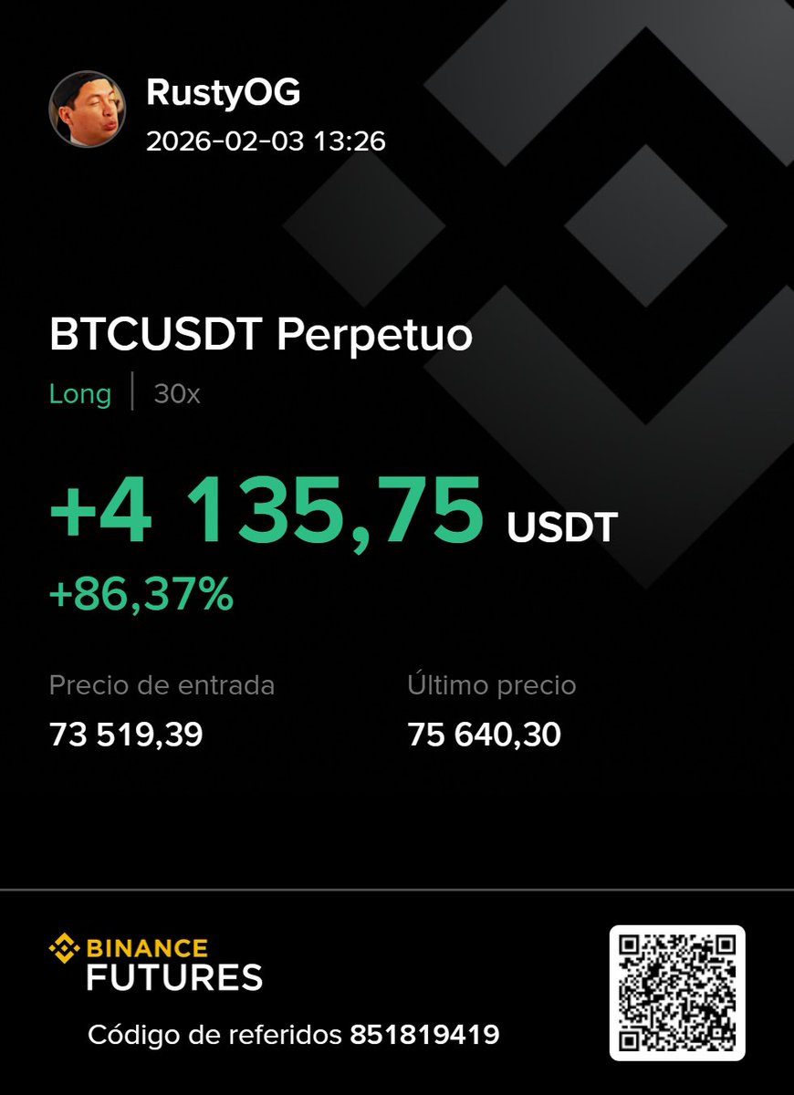 byRustyOG's tweet photo. @crisistheway Aqui es donde las manos grandes  juegan con los peques, y les rompen su ilucion,  hablo por mi hice 2 shorts 42k profit cerre en 72.8k, ahora voy en long por que la masa cree que 70k 0 60k son necesarios, jajaja aqui es donde mas los manipulan. luego arriba creeran 100k y caemos https://t.co/C0pexx8Dbp