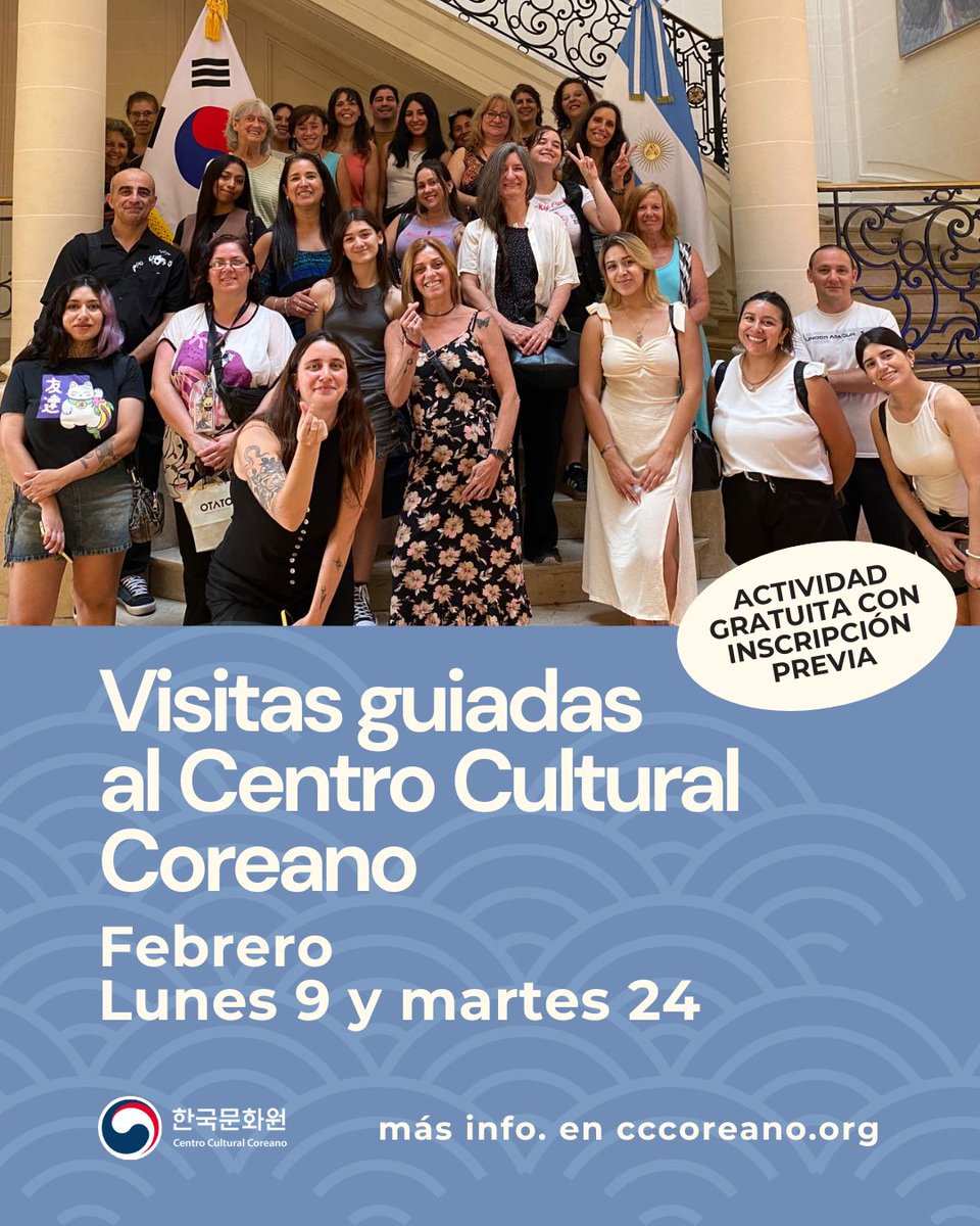 ¡Vení a conocer el Centro Cultural Coreano!

Vení a recorrer nuestras instalaciones y a aprender un poco más sobre la música, la arquitectura, la comida, la vestimenta coreana y más.

 Inscribite de manera gratuita en: forms.gle/b2KxVLSJ3KFxTd…