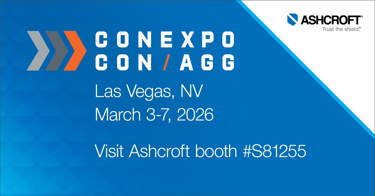The Countdown to CONEXPO-CON/AGG 2026 Is On!
Ashcroft is heading to Las Vegas and we’re excited to connect with the construction and heavy equipment community. We’ll be showcasing our pressure and temperature instruments. We hope to see you there. hubs.li/Q041yTzj0