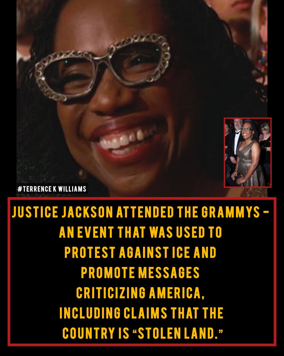 IMPEACHMENT NOW: Justice Ketanji Jackson attended the Grammys recently at an event that was used to protest against ICE and promote messages criticizing America, including claims that the country is “stolen land.”

No judge in America — especially one serving on the highest bench