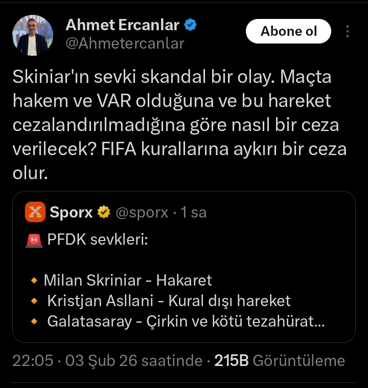 Icardi ceza alsın diye günlerce algı yaptığınızda, hakem ve VAR sahada yok muydu?

Bu tweet Fenerbahçe'nin özetidir. Fenerbahçe, her zaman kendine ayrıcalık ister.