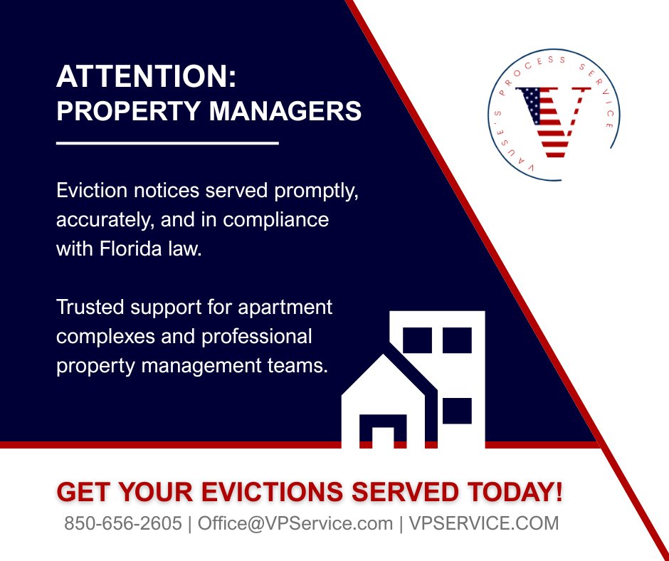 vausesprocess's tweet photo. Tallahassee property managers:
Eviction notices require speed and precision.
We assist apartment complexes and management teams with compliant, properly documented eviction notice service across Leon County, FL. Reliable. Professional. Time-sensitive. #tallahassee #evictions https://t.co/BU6o2Zmlyj
