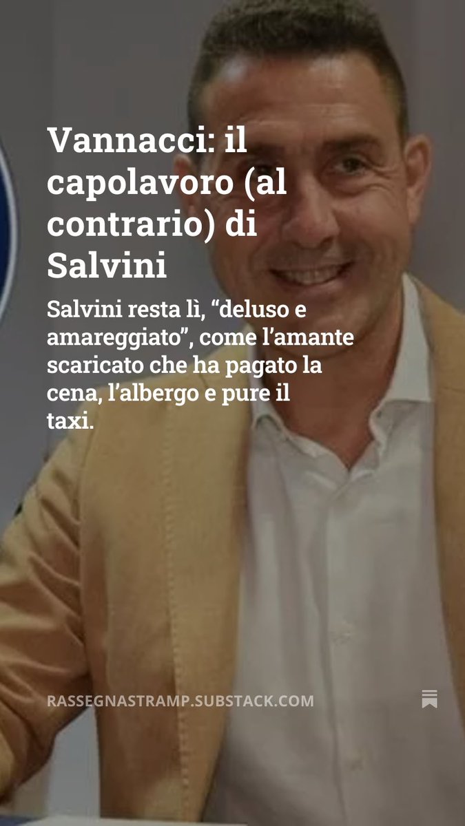 StrampV's tweet photo. Vannacci: il capolavoro al contrario di Salvini (che ora rischia l’estinzione)

Continua a leggere: https://t.co/UF1eV5XBqQ https://t.co/q2jvdNR6wy