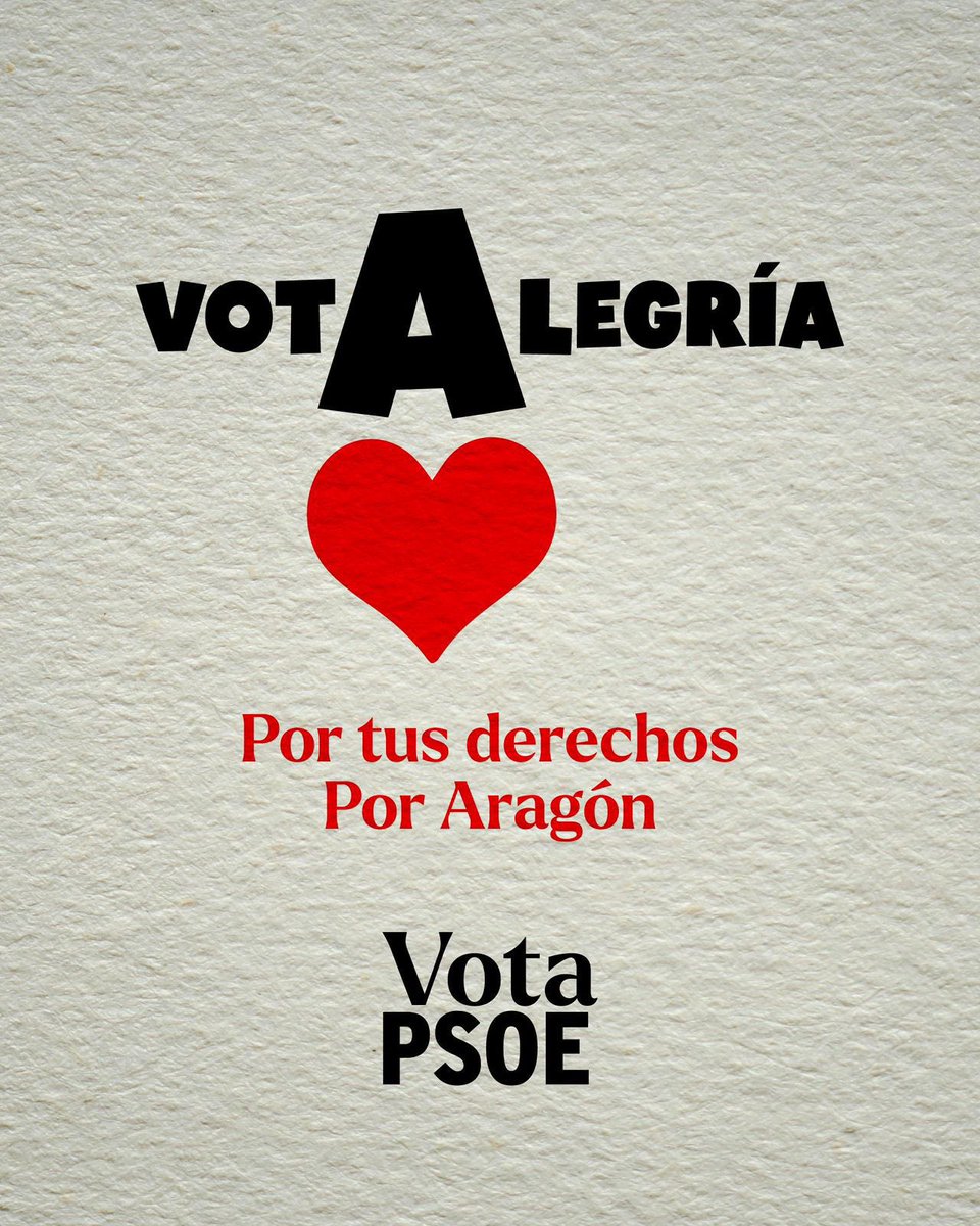 Por un Aragón donde vivir mejor. Donde tus derechos sean lo primero.

Juntas y juntos podemos recuperar Aragón para la mayoría. 

❤️Cuento contigo el próximo domingo. 

#PorAragón #PorTusDerechos #8F #votAlegría
