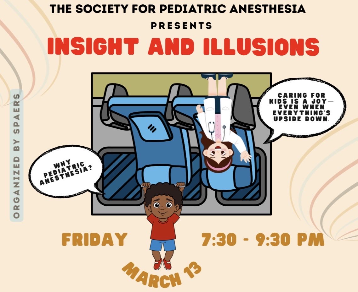 Trainees—this is a must attend. I’m really excited for this one.

Every year at the SPA meeting, we get personal and share why we love pediatric anesthesia.

Join us at the Museum of Illusions for real conversations, mentorship, and pizza 🍕
March 13 | Denver | RSVP 👉