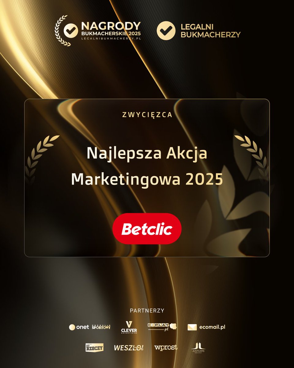 🏆 Najlepsza Akcja Marketingowa – Betclic (Betclic w chmurach) ☁️🔥

Kampania, która wzniosła marketing na wyższy poziom! „Betclic w chmurach” to kreatywność, rozmach i świetne wyczucie klimatu. Akcja, która przyciągnęła uwagę i została zapamiętana na długo.

Brawo Betclic 🚀