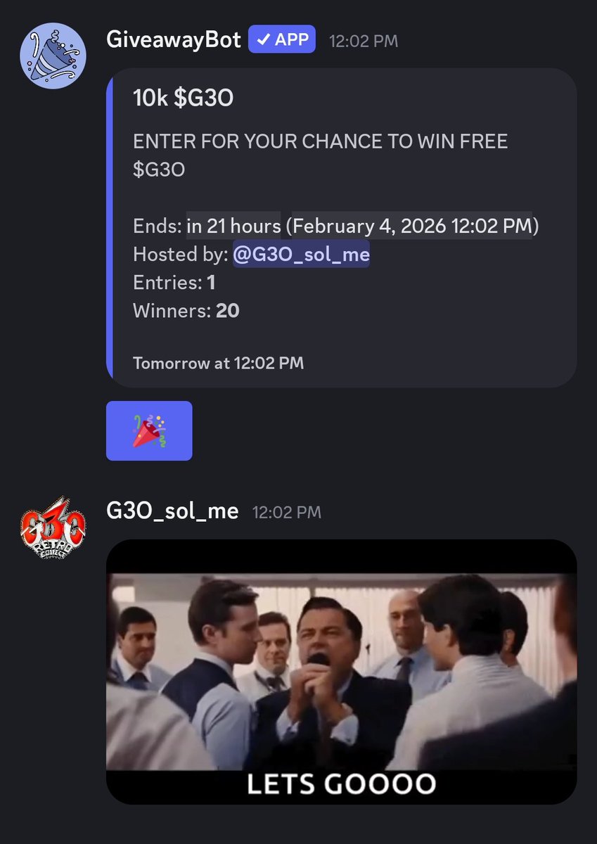 🌟🌟🌟DISCORD GIVEAWAY 🌟 🌟🌟

discord.gg/XDDqqMEmY

TICKER :$G3O

EFnALZc5Hqpea283UbUkn8pxrn3Lw8upDHejbrfgbonk

#letsbonk #G3ORETRO #GIVEAWAY #solana #crypto #freecrypto #fyp #letsgrowtogether #discord #followme #G3O #G3OCommunity