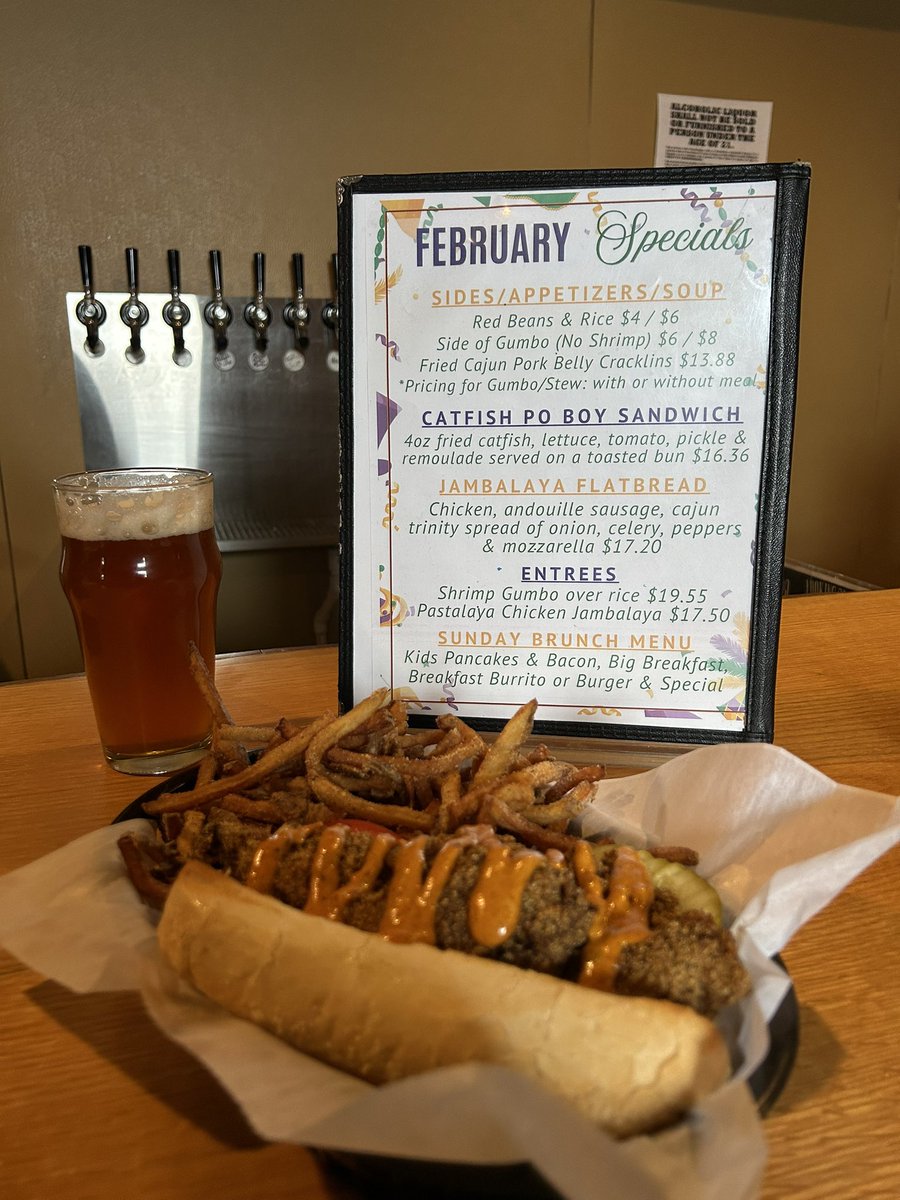 What’s better than drinking a tasty Captain Scott Pale Ale? Pairing it with the new #catfishpoboyssmmy &amp; handcut fries

I almost forgot, did you know the #NewOrleans food specials are available now until 2/28 &amp; we included the menu in the background of this image or just stop in