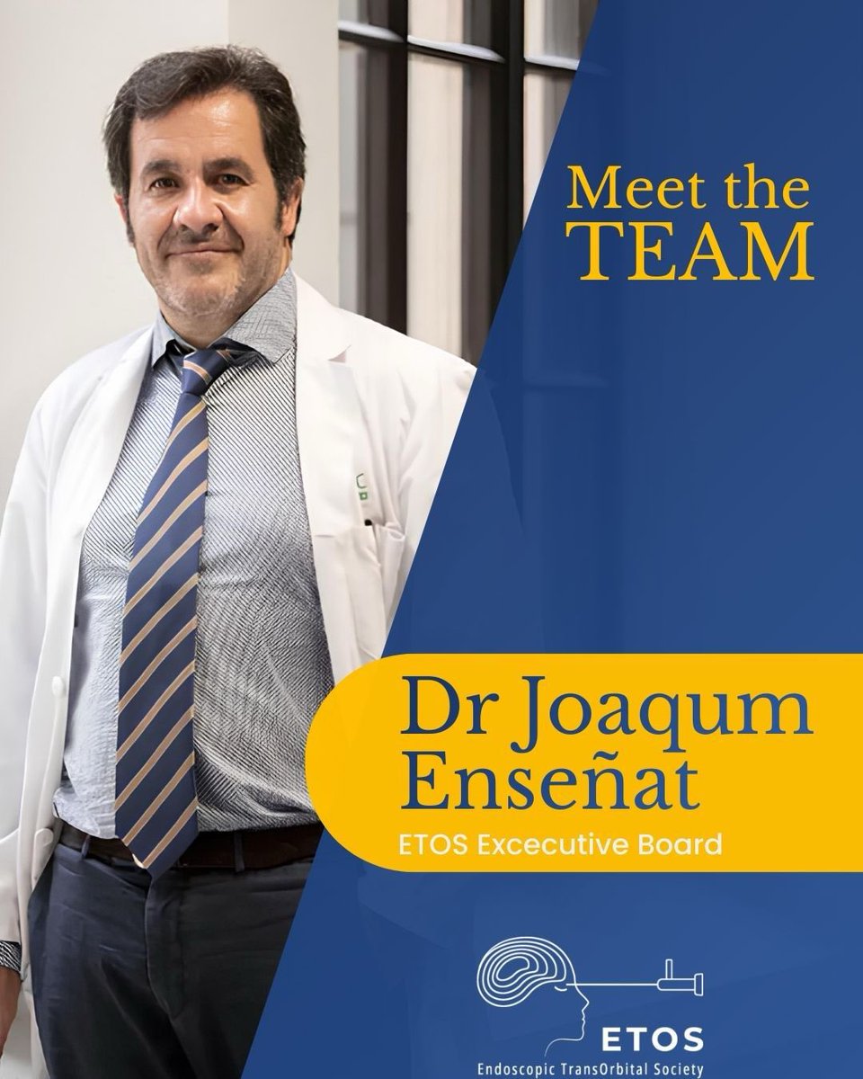 EtosSome's tweet photo. Meet the Expert: Dr. Joaquim Enseñat
We are proud to feature Dr. Joaquim Enseñat, President elect of ETOS and Chairman of Neurosurgery at the Hospital Clínic of Barcelona.

#ETOS #Neurosurgery #SkullBase #MedicalEducation #Neuroscience #Innovation #neurosurgicalAnatomy https://t.co/DQheCLYxwB