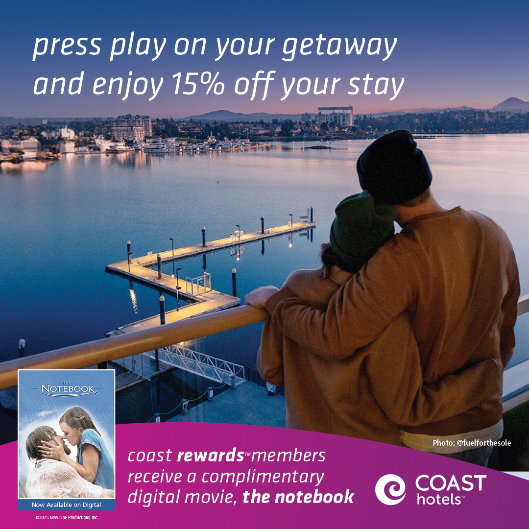 coasthotels's tweet photo. Press play on romance 🎬💖

Save 15%+ with our Head Over Deals offer and enjoy a cozy movie night perk on us - for Coast Rewards Members.

Some getaways are better than a rom-com ending - https://t.co/74oOEZEhTX

Image captured by - Fuel For The Sole Travel, Outdoor &amp; Adventure https://t.co/jDbwOjb7K2