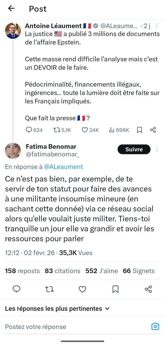 Ce tweets existe. On devrait le mettre dans un dossier au milieu de toutes les sombres histoires autour de LFI, un jour on pourrait avoir besoin de les exhumer, qui sait.
Si <a href="/ALeaument/">Antoine Léaument 🇫🇷</a> a quelques explications, on ne serait pas contre, cependant.