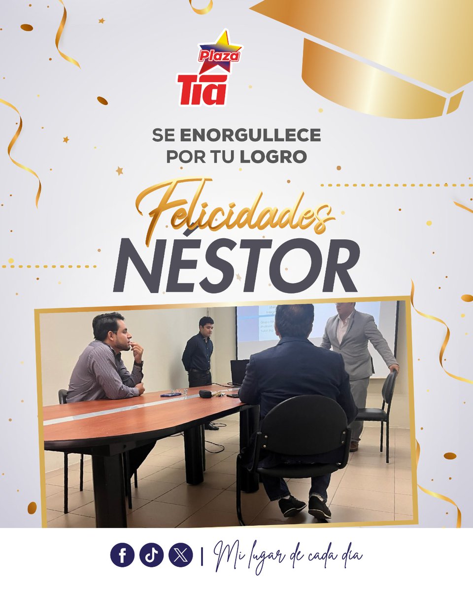 En <a href="/PlazaTia/">Plaza Tía</a> creemos en el poder de la educación.
Junto al programa #DonaFuturo, tuvimos el honor de becar a Néstor Díaz, estudiante de la <a href="/espol/">ESPOL</a>. Además de su excelencia académica, Néstor llevó la robótica a 70 niños de Durán. 
Hoy nos invitó a la sustentación de su tesis y fue