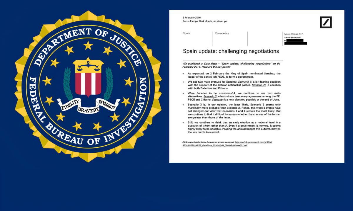 🇺🇸🇪🇸 | Epstein tenía un documento que situaba a Pedro Sánchez en Moncloa dos años antes de la moción de censura.

Entre sus archivos, el FBI halló un análisis de la sección europea del Deutsche Bank que pronosticaba en febrero de 2016 que Pedro Sánchez podía llegar al poder poco
