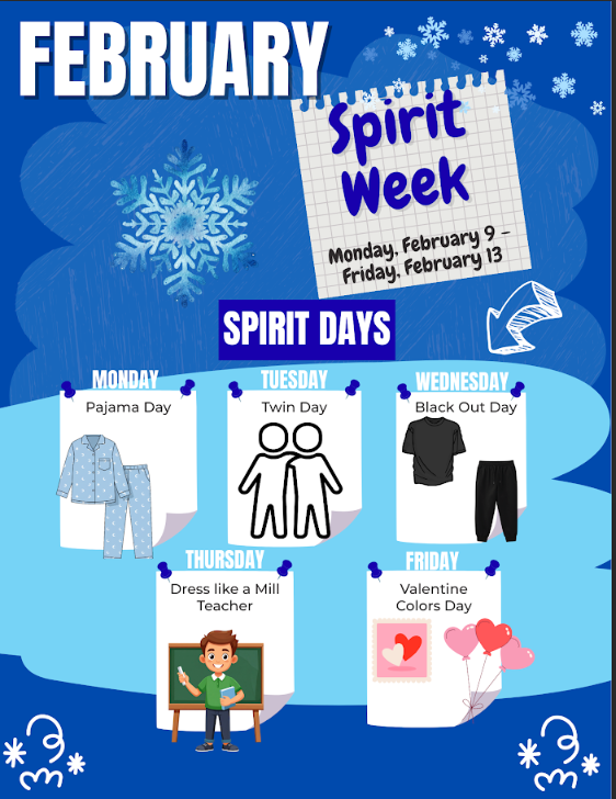 Get excited for Spirit Week next week! Dive into your closet and find comfortable outfits that embrace each day's theme. Let’s show our school pride and see which class can demonstrate the most spirit! Let’s make this week unforgettable!