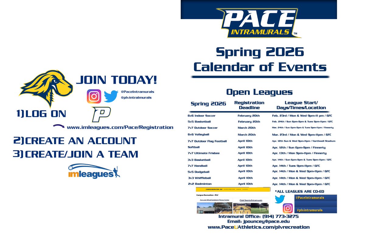 WELCOME BACK! Check out the spring 2026 intramural schedule!