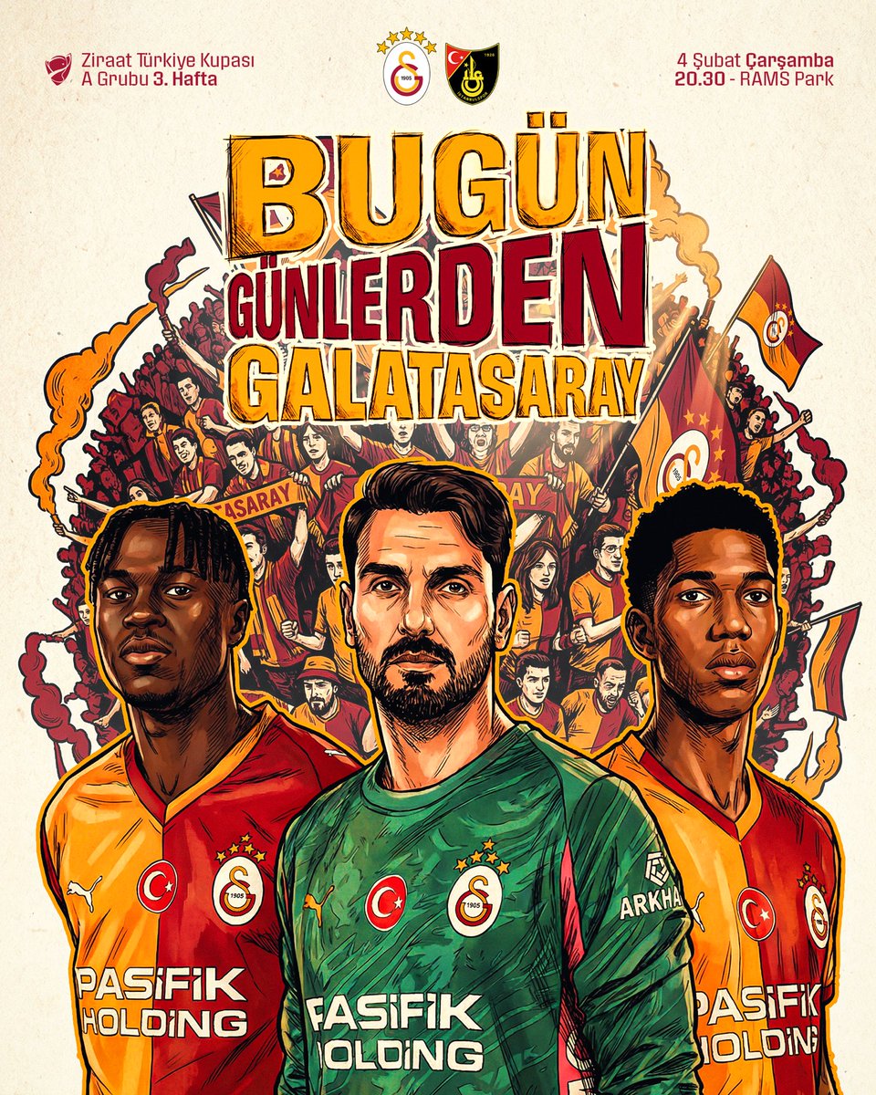#BugünGünlerdenGALATASARAY 💪

🏆 Ziraat Türkiye Kupası 
🗓️ A Grubu 3. Hafta
⚽ İstanbulspor
📆 04.02.2026
⏰ 20.30
🏟️ Ali Sami Yen Spor Kompleksi RAMS Park
📲 #GSvİST