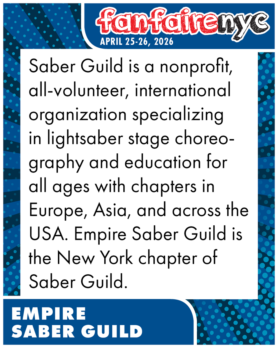 fanfairenyc's tweet photo. Jedi or Sith—who will you be? 🌟 Empire Saber Guild’s lightsaber duels hit Fanfairenyc April 25-26, 2026. Don’t miss your chance to join the fun! #Fanfairenyc #EmpireSaberGuild #StarWarsFans
https://t.co/uYjkfSVl68 https://t.co/A7QSH4672V