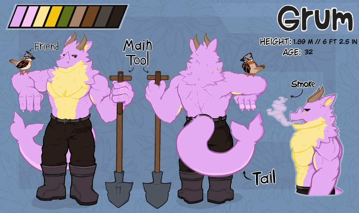 Porfin esta listo el diseño de Grum version 0.3🥹

¿Que tal les parece el nuevo diseño?

#modelsheet #furryartwork