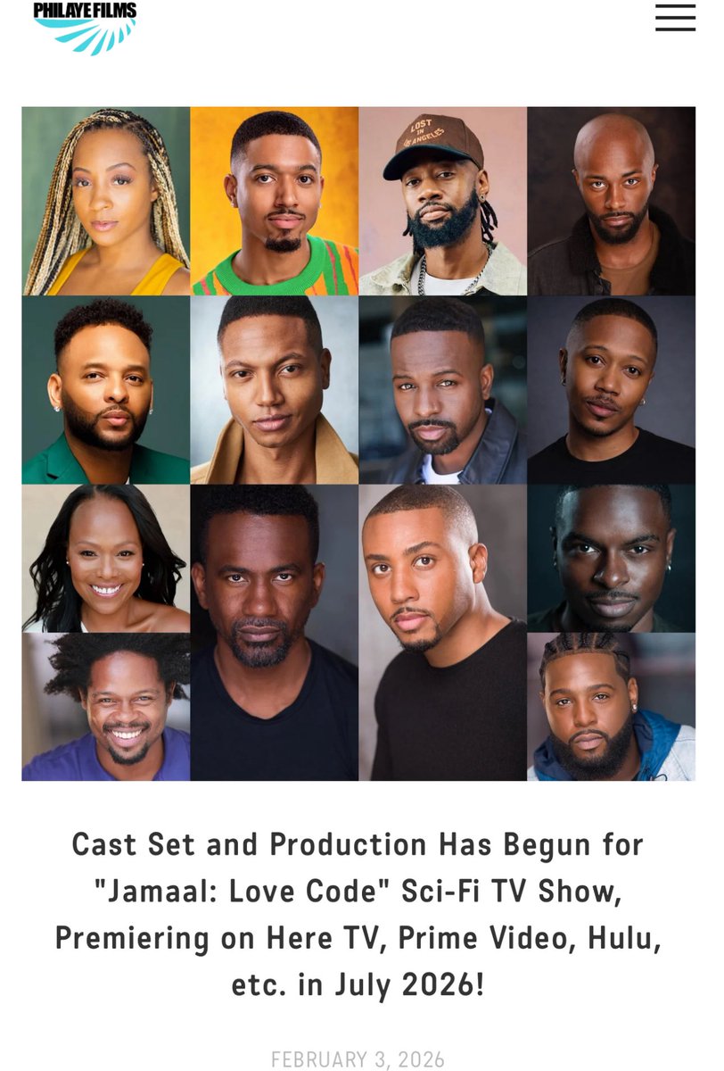 Cast Set and Production Has Begun for “Jamaal: Love Code” Sci-Fi TV Show, Premiering on Here TV, Prime Video, Hulu, etc. in July 2026!

Full article:
philayefilms.com/blog-1/jamaalc…