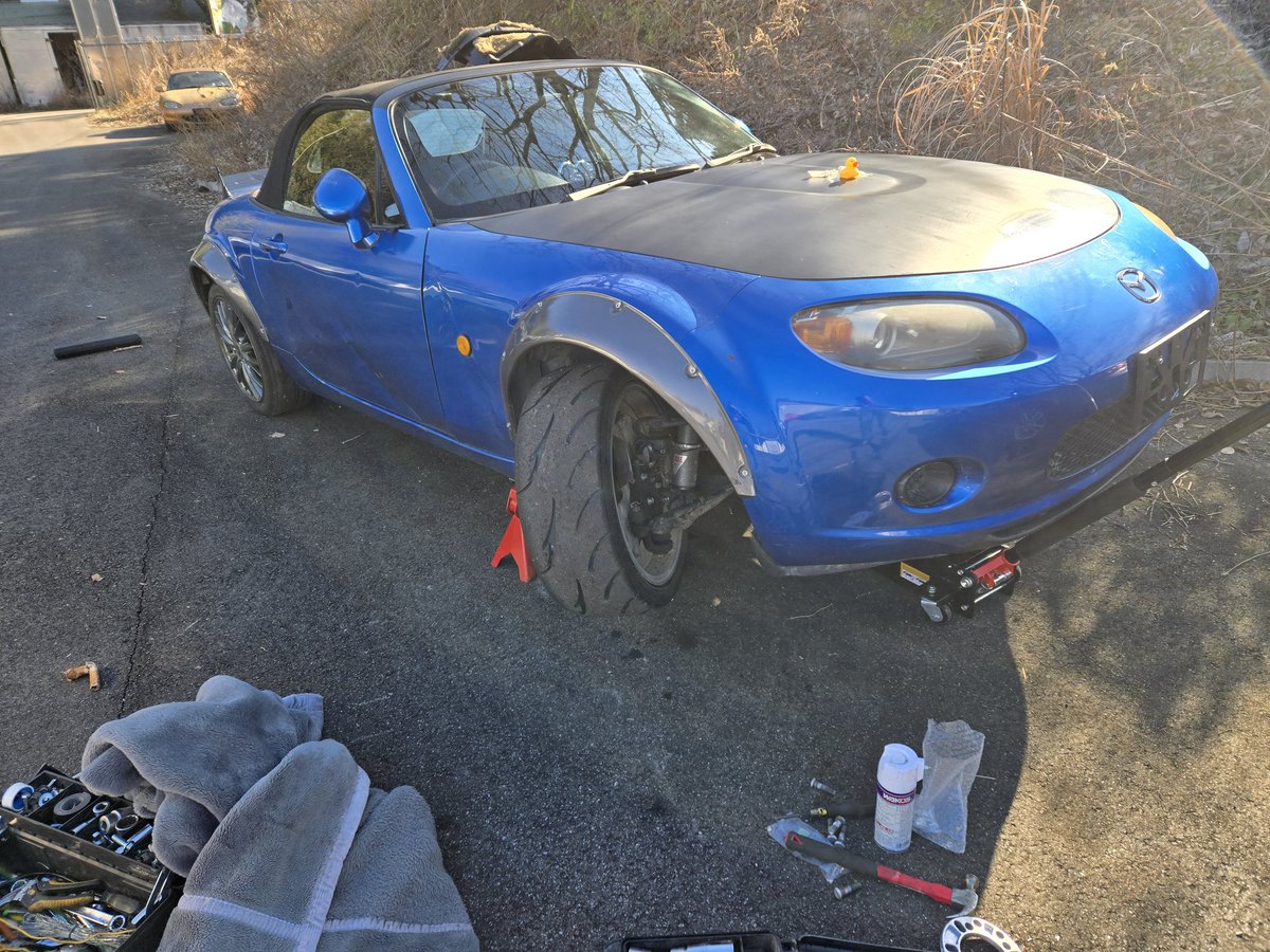 NCロードスターの 切れ角アップ改造終わり♡ キャリパーは逃がせたけど