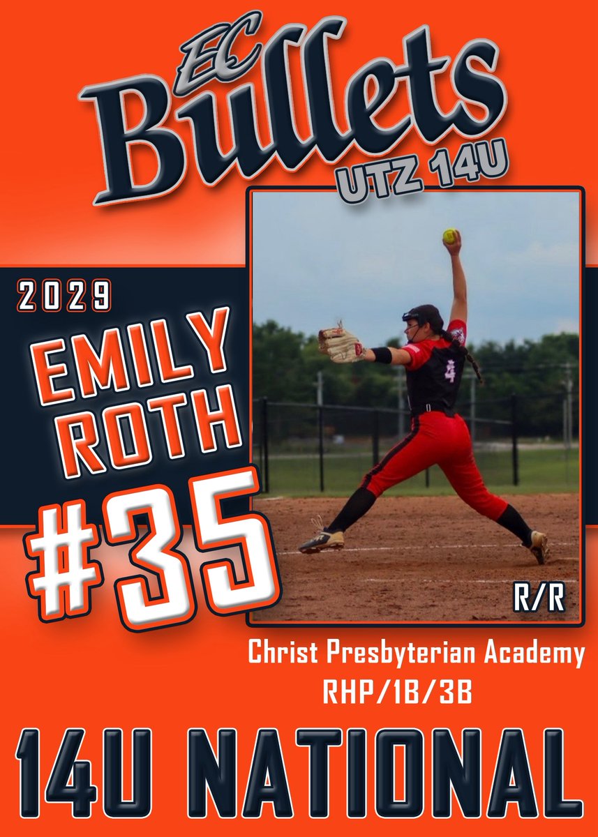 ECBulletsUtz's tweet photo. Meet our 2026 Summer Bullets! 💥

One of our elite arms who can take over any game — Emily is dominant in the circle; brings serious power to a loaded lineup.

Fired up to watch Em continue to establish herself as top recruit! 🔥

#BulletsStrong 
@ExtraInningSB 
@EastCobbBullets https://t.co/e6L16Ht4BO
