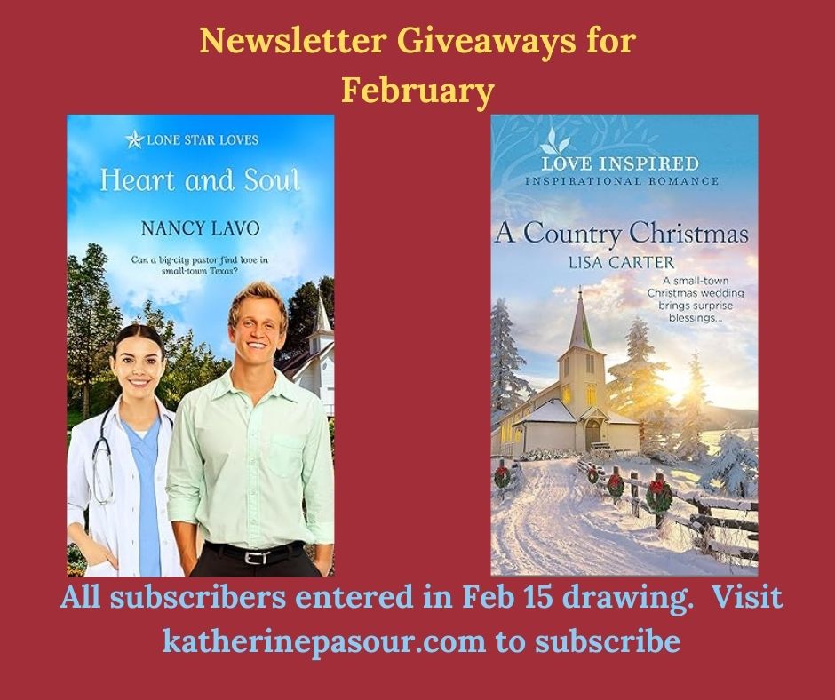 KatherinePasour's tweet image. There are amazing giveaways in my February newsletter. Find out how to be in on the opportunity to win. #contemporaryromance #Giveaway 
mailchi.mp/katherinepasou…