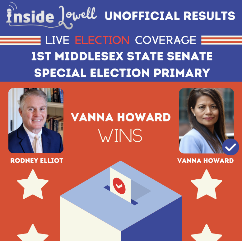 Inside Lowell projects Vanna Howard as the winner of the 1st Middlesex State Senate Special Election Primary.

Election coverage is live right now on 𝐈𝐧𝐬𝐢𝐝𝐞𝐋𝐨𝐰𝐞𝐥𝐥.𝐜𝐨𝐦 and on our 𝐘𝐨𝐮𝐓𝐮𝐛𝐞 𝐂𝐡𝐚𝐧𝐧𝐞𝐥, with results and analysis from the most experienced