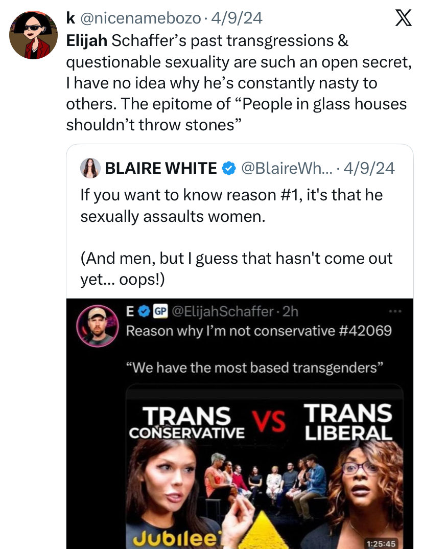 nicenamebozo's tweet image. Great day for people who hate Elijah Schaffer (I’m the people)