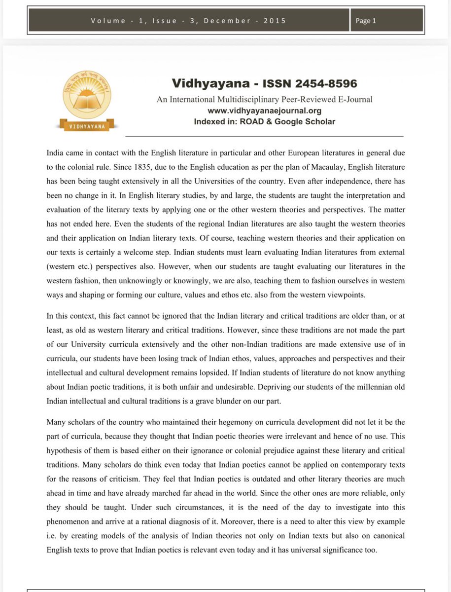 BarotNidatt's tweet photo. @rashtrapatibhvn @VPIndia @timesofindia @IndianExpress @BBCHindi @ZeeNewsEnglish @ndtvindia @ravish_journo @_YogendraYadav @ShashiTharoor @dpradhanbjp @StarNewsIn HOD English dept claimed in his Research Paper published in December 2015, discussed about NEP 2020. Investigate ! https://t.co/RTBxp2wZd6