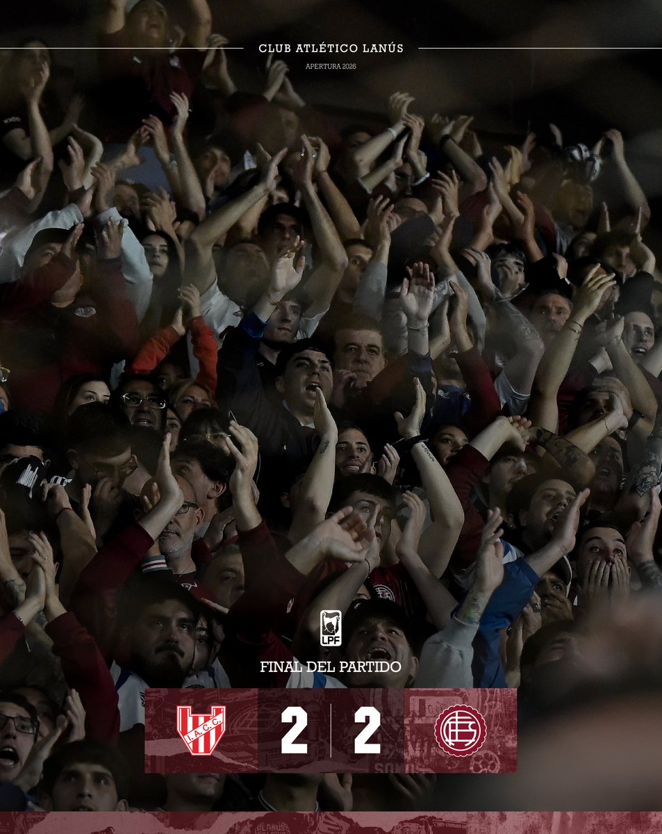 clublanus's tweet photo. 45’ 2T +7 ⏱️ Final: Instituto 2-2 Lanús

⚽️ Sasha Marcich, Marcelino Moreno

🏆 LPF - Apertura 2026
📌 3ª fecha
🔜 Talleres

#JuegaLanús 🇱🇻 https://t.co/i7IgsQJNkI