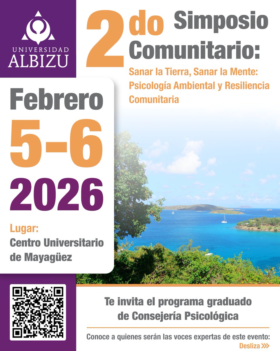 En cuenta regresiva para el 2do Simposio Comunitario de Salud Mental Sanar la Tierra, Sanar la Mente: Psicología Ambiental y Resiliencia Comunitaria
📷 Registro Gratis:
📷 Día 1 (Virtual): eventbrite.com/e/1781463046929
📷 Día 2 (Presencial): eventbrite.com/e/1748563603809
📷 ¡Cupos limitados!