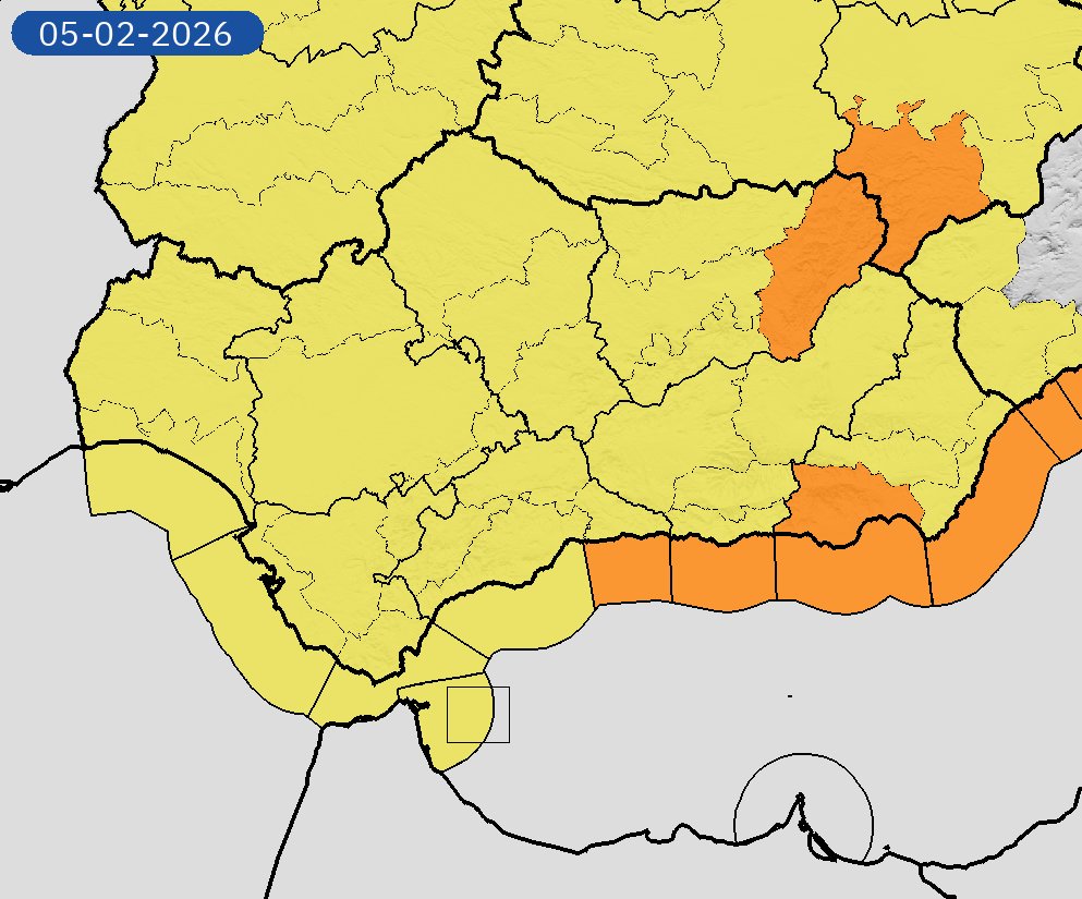 AEMET_Andalucia's tweet photo. 04/02 03:18 AVISOS HOY Y MAÑANA | Andalucía: lluvias, vientos y costeros. Nivel máximo de aviso: rojo.
Actualizaciones en https://t.co/Dfanf8vdfH https://t.co/NjK3FszLbC