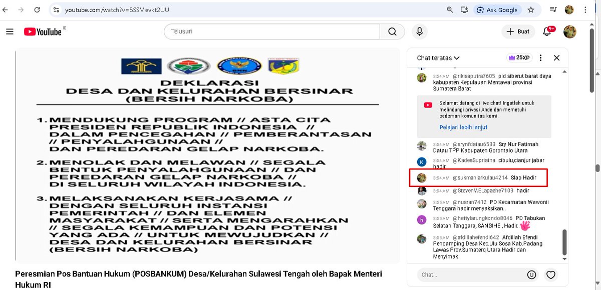Peresmian POSBANKUM SULTENG oleh Mendespdt H. Yandri Susanto SPt, MPd, Menteri Hukum RI Dr. Supratman Andi Agtas. SH., MH, Kepala BNN Komjen Pol. Dr (HC) Suyudi Ario Seto, SIK, SH, MSi
#posbankumdesa
#jagadesakita
#TerimakasihPakMenteriDesa
#PendampingDesaHebat
#TPPIndonesia