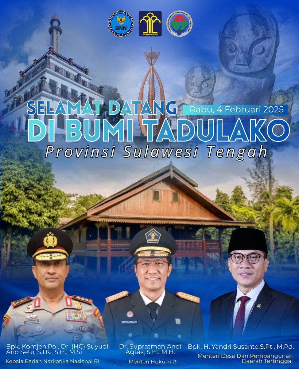 Peresmian POSBANKUM SULTENG oleh Menteri Desa PDT H. Yandri Susanto bersama Menteri Hukum RI Dr. Supratman Andi Agtas Kepala BNN Komjen Pol. Dr. Suyudi Ario Seto. 

#posbankumdesa
#jagadesakita
#TerimakasihPakMenteriDesa
#PendampingDesaHebat
#TPPIndonesia